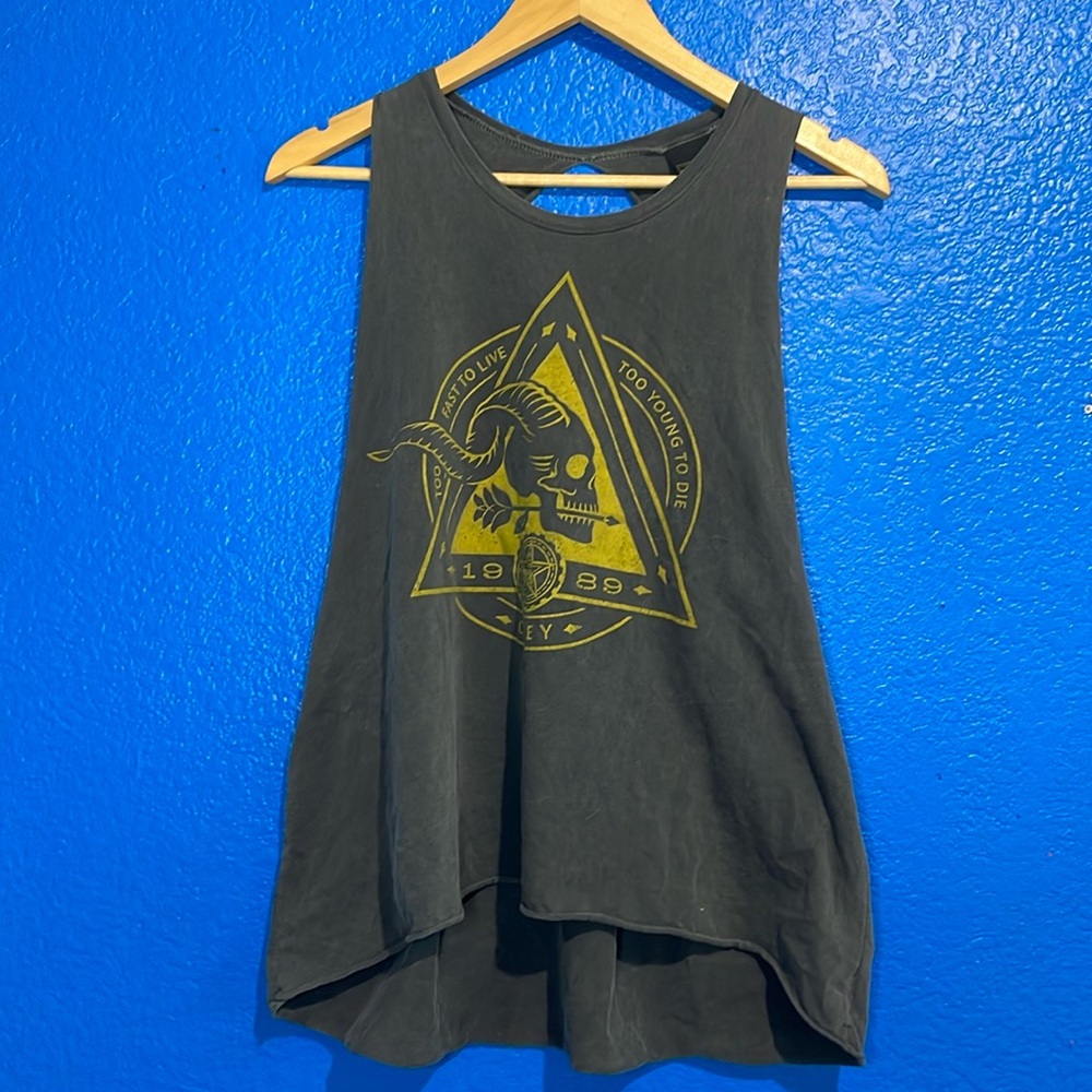 Obey Black Tank Top with Gold Graphic